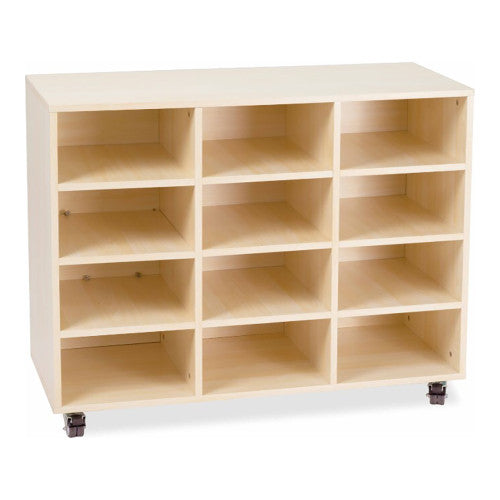 Visionchart Mobile Storage Tote Tray Trolley Oak 12 Bays