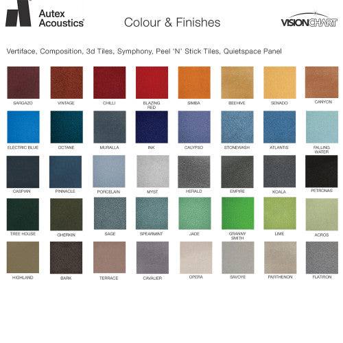 Visionchart Peel 'n' Stick Acoustic Wall Tiles 600 x 600mm Empire Pack of 6