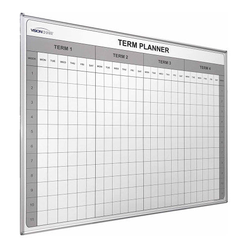 Visionchart School Planner Magnetic Whiteboard 1500 x 1200mm 4 Term