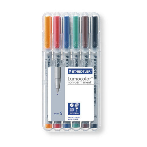 Staedtler Lumocolour Non-Permanent Pen Superfine Assorted Wallet of 6 311 WP6