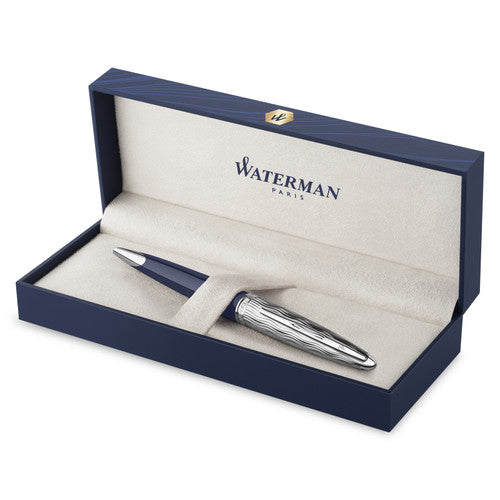 Waterman Carene Metal and Blue Lacquer Palladium Trim Ballpoint Pen Medium Tip