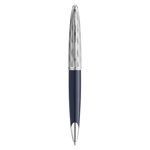 Waterman Carene Metal and Blue Lacquer Palladium Trim Ballpoint Pen Medium Tip