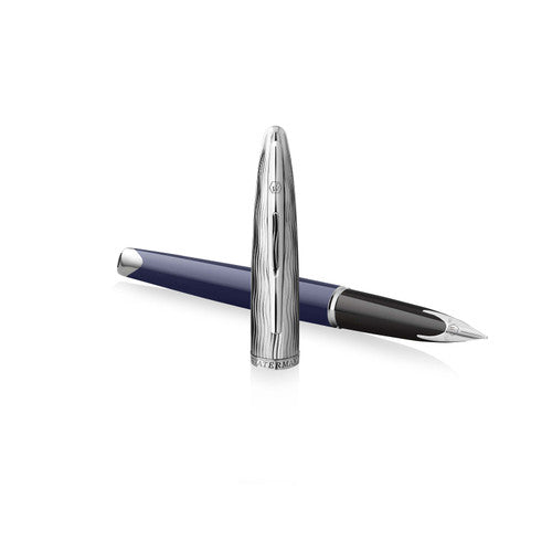 Waterman Carene Metal and Blue Lacquer Palladium Trim Fountain Pen Medium Nib