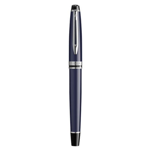 Waterman Expert Blue Lacquer Chrome Trim Fountain Pen Medium Nib