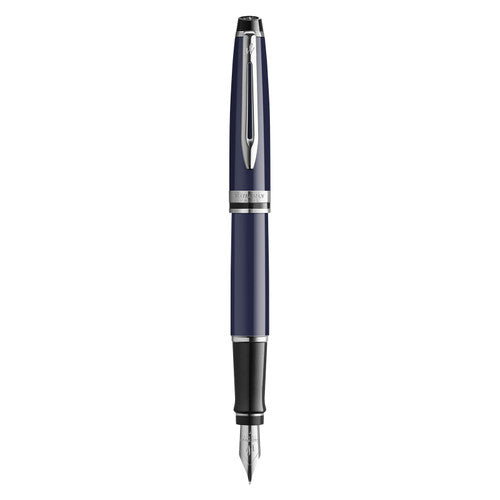 Waterman Expert Blue Lacquer Chrome Trim Fountain Pen Medium Nib