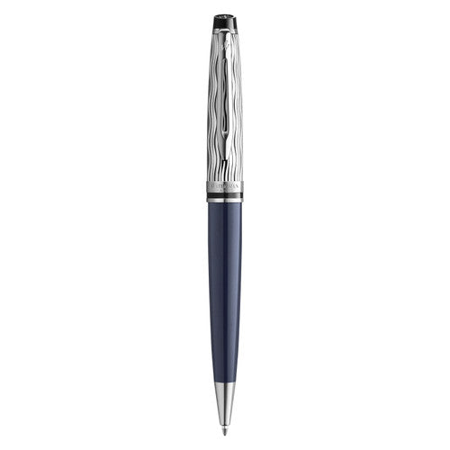 Waterman Expert Metal and Blue Lacquer Palladium Trim Ballpoint Pen Medium Tip