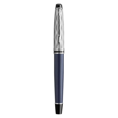 Waterman Expert Metal and Blue Lacquer Palladium Trim Fountain Pen Medium Nib