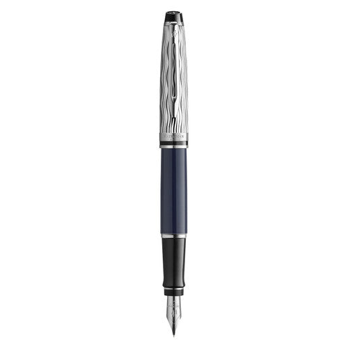 Waterman Expert Metal and Blue Lacquer Palladium Trim Fountain Pen Medium Nib