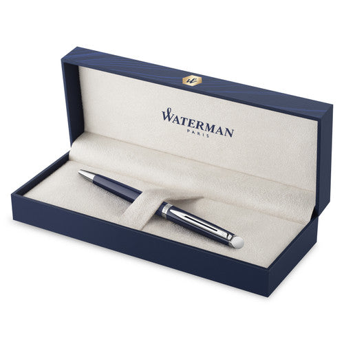 Waterman Hemisphere Blue Lacquer Chrome Trim Ballpoint Pen Medium Tip