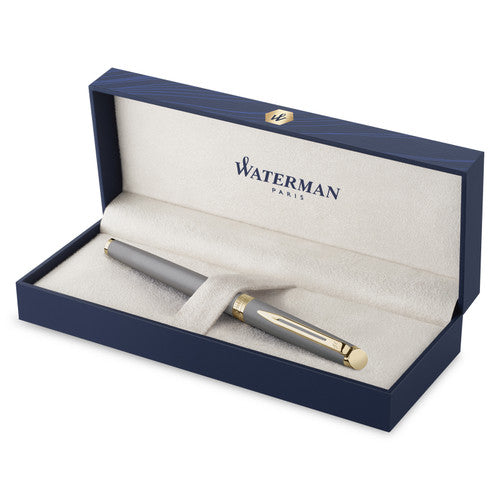 Waterman Hemisphere Metallic Grey Gold Trim Fountain Pen Medium Nib