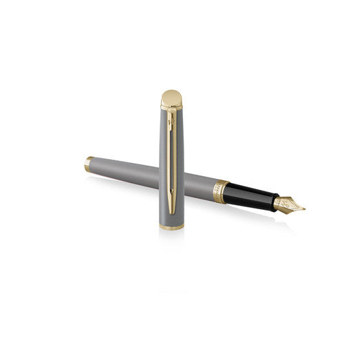 Waterman Hemisphere Metallic Grey Gold Trim Fountain Pen Medium Nib