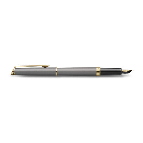 Waterman Hemisphere Metallic Grey Gold Trim Fountain Pen Medium Nib
