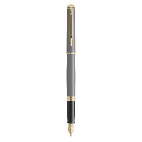 Waterman Hemisphere Metallic Grey Gold Trim Fountain Pen Medium Nib