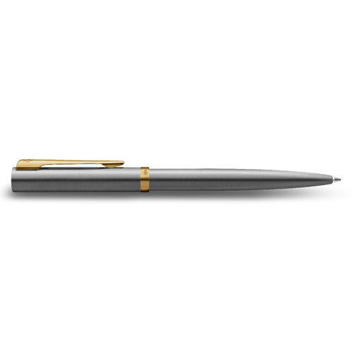 Waterman Impression Ballpoint Pen Stainless Steel with Gold Trim Medium Tip Blue Ink Gift Box