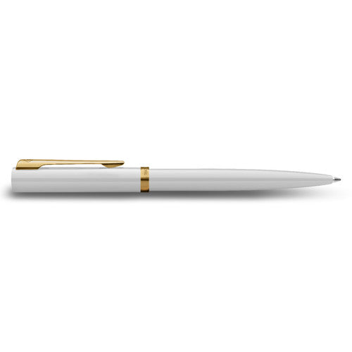 Waterman Impression Ballpoint Pen White with Gold Trim Medium Tip Blue Ink Gift Box