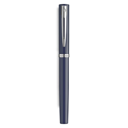 Waterman Impression Fountain Pen Blue with Chrome Trim Medium Nib Blue Ink Gift Box