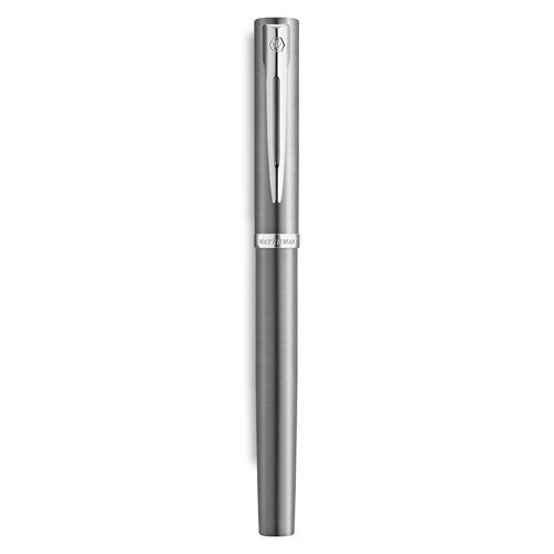 Waterman Impression Fountain Pen Stainless Steel with Chrome Trim Medium Nib Blue Ink Gift Box