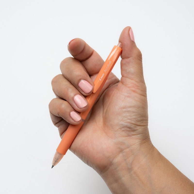 PILOT Acroball 150 Hybrid Retractable Ballpoint Extra Fine Coral Orange Barrel Black Ink Box of 10-3