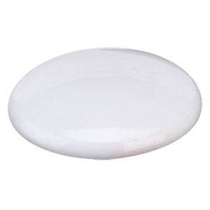 Close up of a single glossy white Quartet magnetic button, a round dome seen from a low angle, for QTTMB2400. It is not drawn to scale.