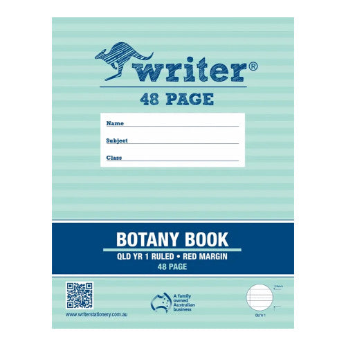 Writer Botany Book 225 x 175mm 48 Page QLD Year 1 Ruled + Margin Pack of 10