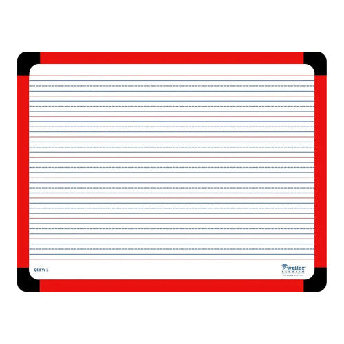 Writer Premium Student Whiteboard 360 x 280mm 24mm QLD Year 1 Ruled Pack of 12