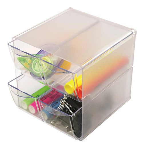 Deflecto Stackable Cube 4 Drawer Clear Organiser
