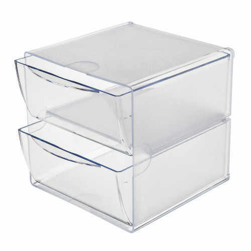Deflecto Stackable Cube 2 Drawer Clear Organiser