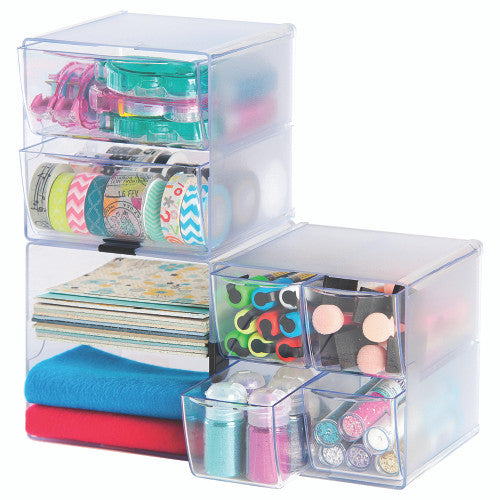 Deflecto Stackable Cube 4 Drawer Clear Organiser