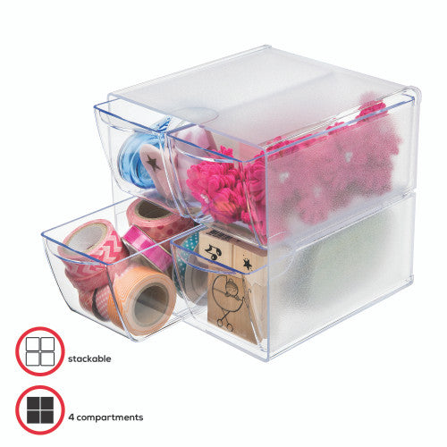 Deflecto Stackable Cube 4 Drawer Clear Organiser