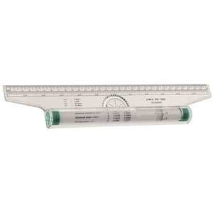 Linex R1000 rolling ruler with protractor, formula table and green roller