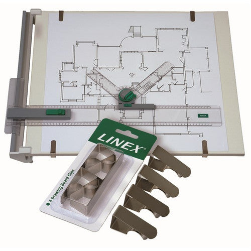 Linex Drawing Board Clips Pack of 4 Silver