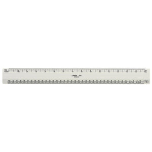 Linex 434 flat scale rule in white, shown full length