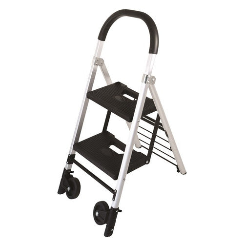 Durus Folding 2 Step Ladder and Trolley White