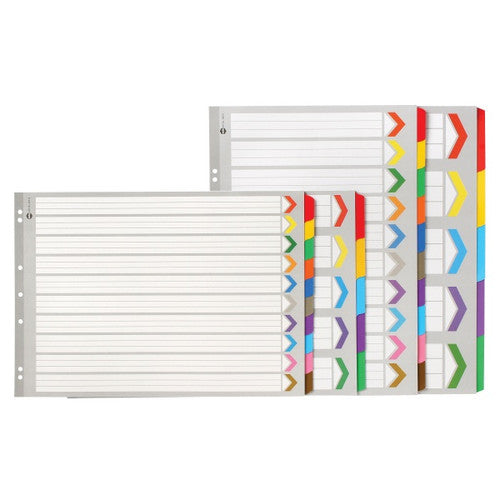 Marbig Indices and Dividers 5 Tab Reinforced A3 Portrait Multi Colour