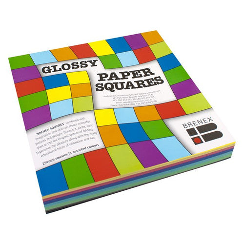 Brenex Glossy Squares 254 x 254mm Single Sided Assorted Colours Pack of 360