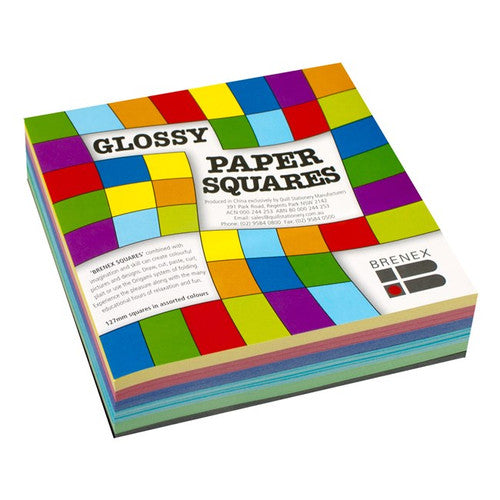 Brenex Glossy Squares 127 x 127mm Single Sided Assorted Colours Pack of 360