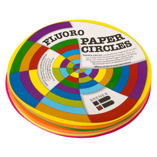 Brenex Fluoro Circles 180mm Single Sided Assorted Colours Pack of 120