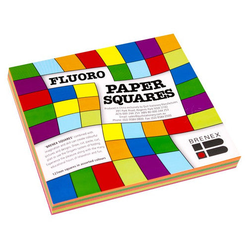 Brenex Fluoro Squares 127 x 127mm Single Sided Assorted Colours Pack of 100