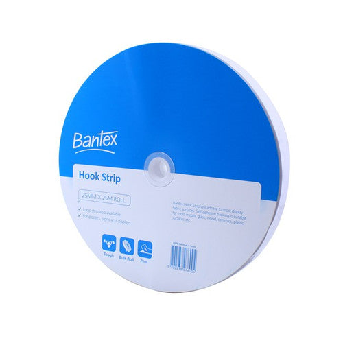 Bantex Hook Strip 25mm x 25m Roll White
