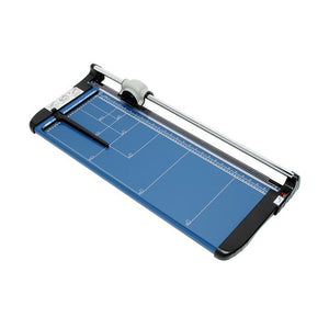 Ledah 670 A2 professional trimmer with a long blue base, black end caps, paper guide and grey cutting head