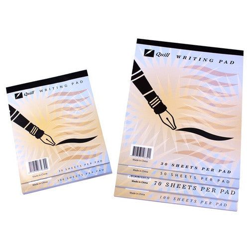 Quill Writing Pad Ruled 250 x 200mm 100 Leaf White Box of 10