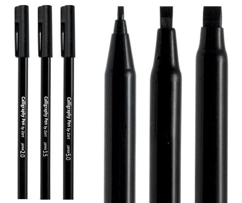 Zart Calligraphy Pens Assorted Sizes Black Pack of 3