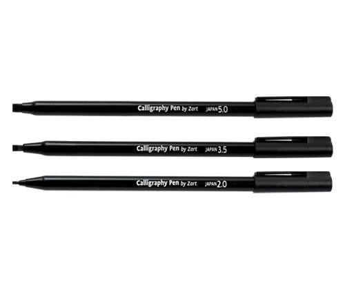 Zart Calligraphy Pens Assorted Sizes Black Pack of 3