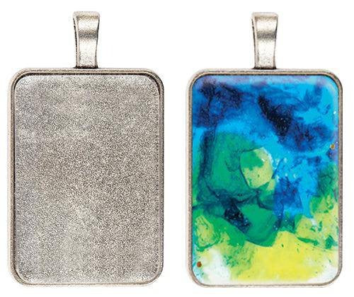 Zart Rectangle Pendant Cabochon Settings Silver Pack of 30