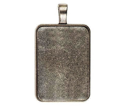 Zart Rectangle Pendant Cabochon Settings Silver Pack of 30