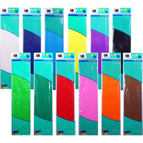 Brenex Crepe Paper Assorted 2500 x 500mm Pack of 12