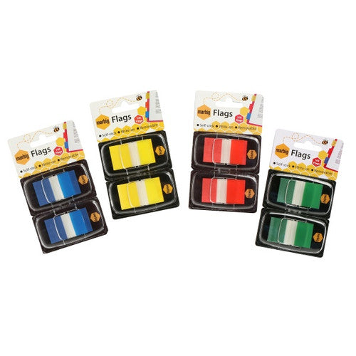 Marbig Flags Coloured Tip Twin Pack Green