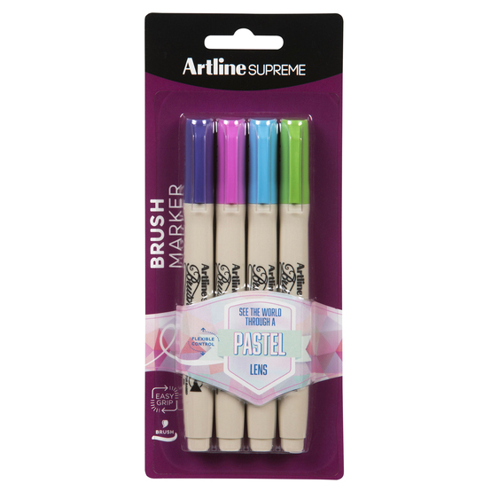 ARTLINE #108074P SUPREME BRUSH 4PK PASTEL (HANGSELL) - PACK OF 6