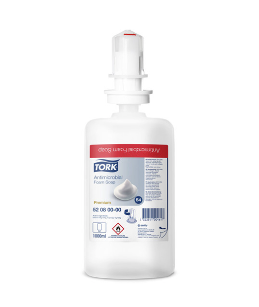 TORK 520800 ANTIMICROBIAL FOAM SOAP (BIOCIDE) S4 TRANSPARENT 1000ML