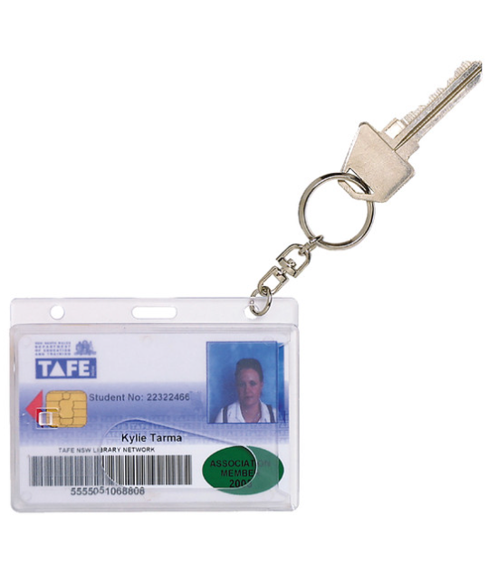 REXEL #9801912 FUEL RIGID CARD HOLDER WITH KEY RING - PACK OF 10 CLEAR